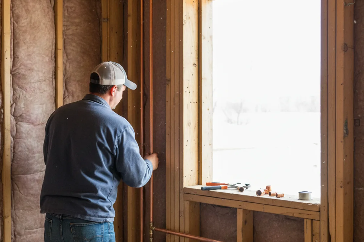 Licensed plumber running new copper supply lines in a Williamsville home