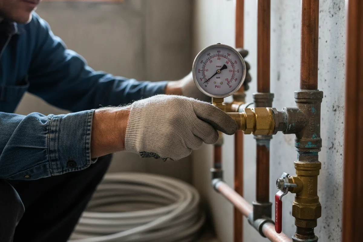 Pressure testing a repaired line during Water Line Repair in Williamsville